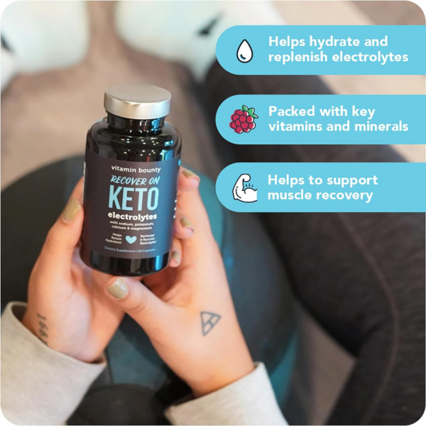 Recover On Keto Electrolytes - Keto Supplements, Keto Electrolytes Pills, Electrolyte Supplement, Keto Vitamins, Sugar Free Hydration, Boost Energy, Workout Recovery - 60 Capsules - Image 5