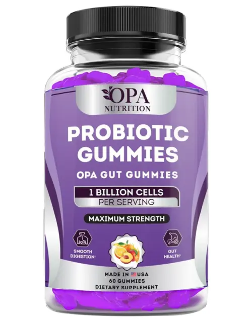 OPA Probiotic Gummies 1 Billion CFU, Gut Health, Gas & Bloating Relief - 60 Ct.